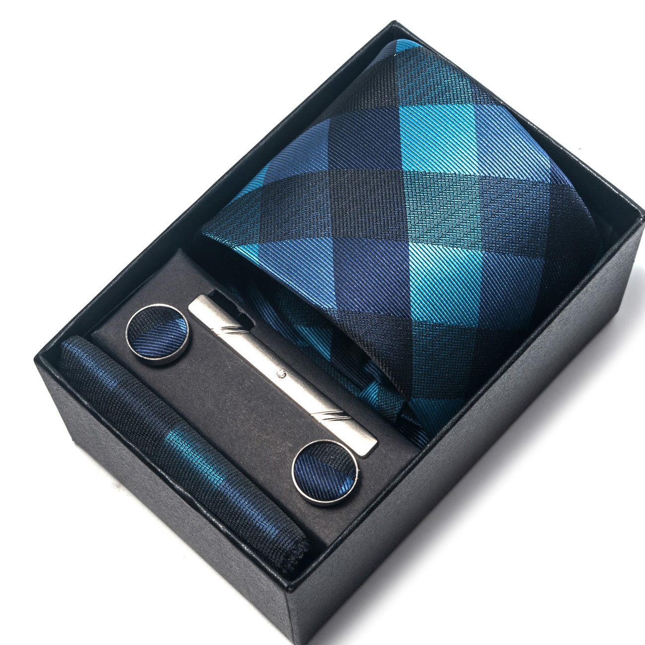 Men's Jacquard Woven Formal Tie Set – Rayon Arrow Necktie with Handkerchief, Tie Clip & Cufflinks | Canada & USA