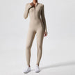 Athleisure Bodycon Long Sleeve Turtleneck Zip up Hip Raise Workout Yoga Jumpsuit Activewear for Women