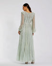 Boat Neck Long Sleeve Gown With Striped Beading