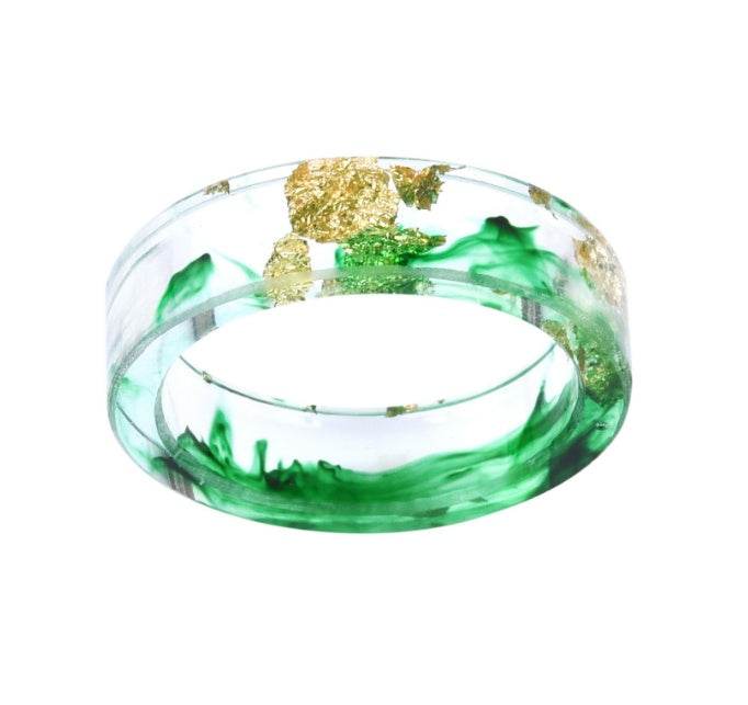 New dried flower resin ring Sen Xiao small  handmade flower gold foil color Epoxy ring