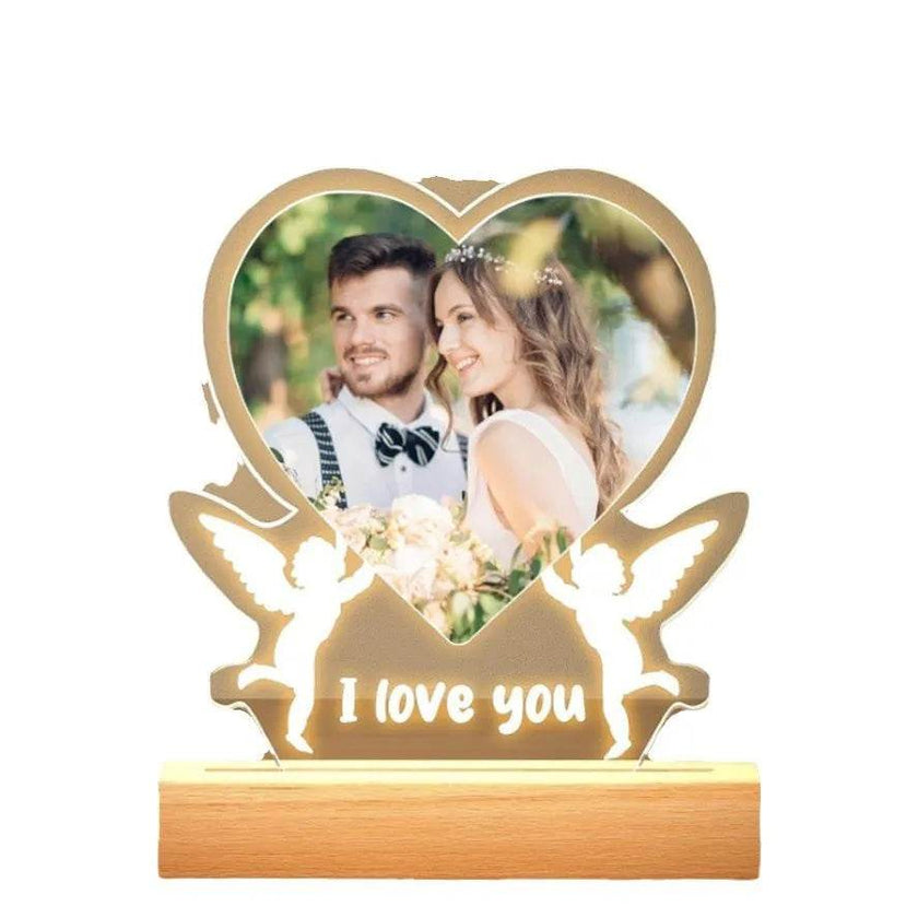 Customized Personalized Valentine Acrylic Lovers Night LED light picture frame