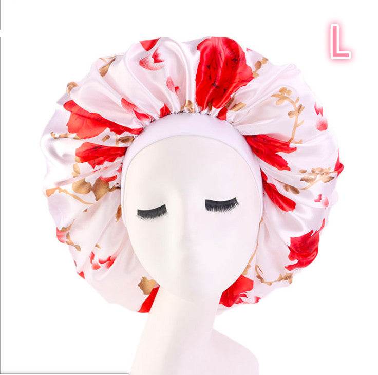 Beauty print Satin Silk Hair Bonnet for sleeping