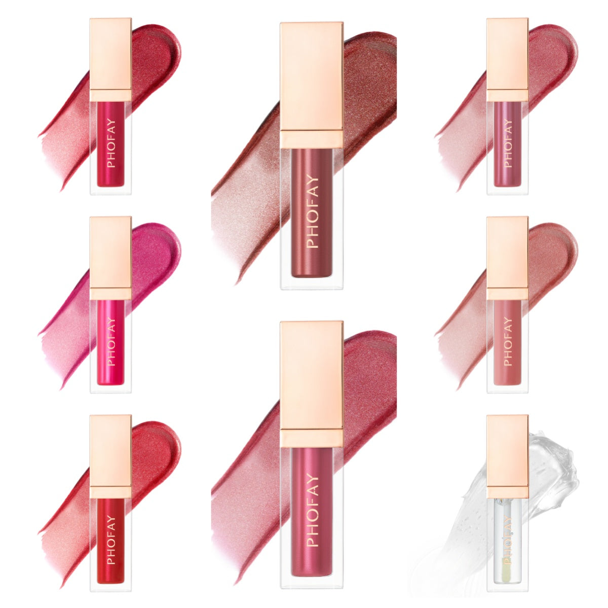 PHOFAY Ultra-Glossy Lip Gloss – High-Shine Colour, 6ml (8 Shades + Set)