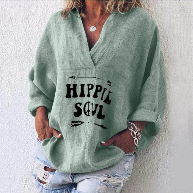 Casual Summer Cotton blend pocket women blouse  top