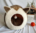 Enclosed Cat Cave Bed – Plush Winter Kennel with Dangling Toy | Bear, Cat, Mickey & More