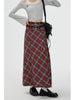 Retro Plaid High Waist student maxi Skirt