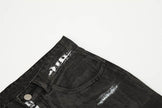 Punk Waste Soil Distressed Men Denim jeans pant Straight-leg Trousers