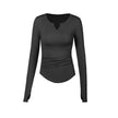 Long Sleeve V-neck Gym t-shirt for Women Athleisure top