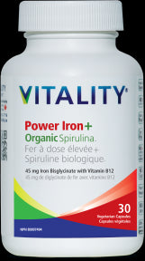 Vitality Products - Power Iron + Organic Spirulina (30vcap)