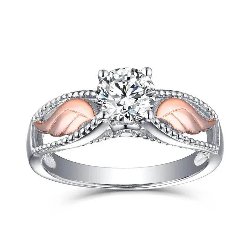 Fashion Electroplated Angel Wings Gold Crystal Women Ring