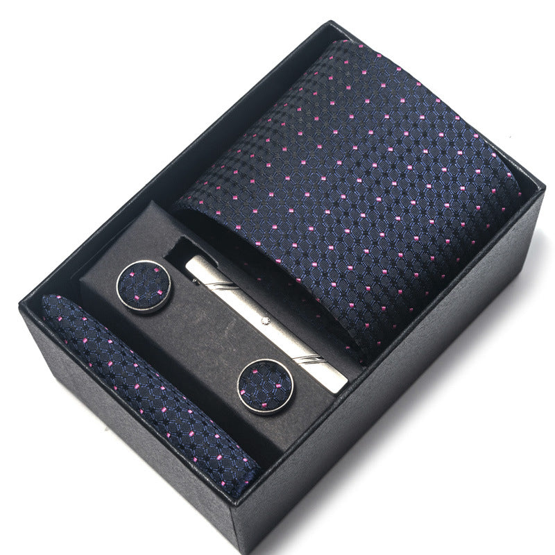 Men's Jacquard Woven Formal Tie Set – Rayon Arrow Necktie with Handkerchief, Tie Clip & Cufflinks | Canada & USA
