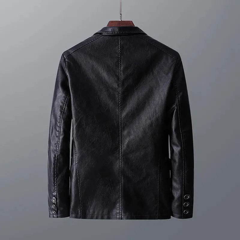 Leather Men's Autumn And Winter Jacket Thin Lapel
