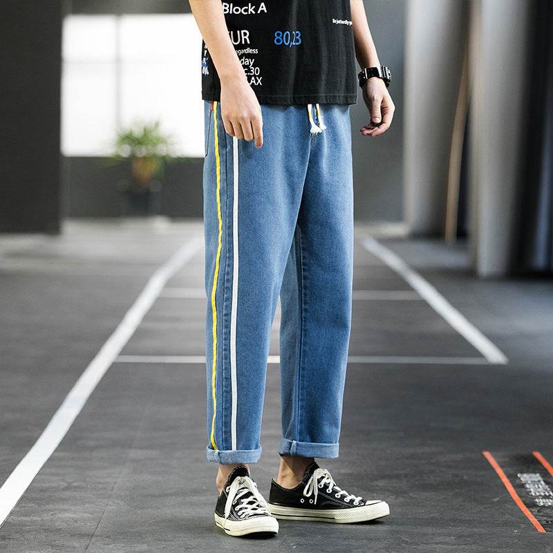 Men Casual pants Denim Jeans trousers, wide-leg pants