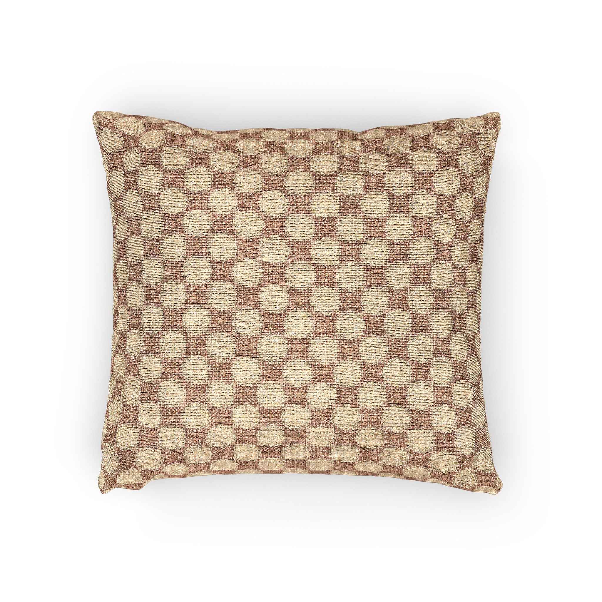 Woven Checkered Pattern Pillow | Neutral Brown Geometric Throw Pillow
