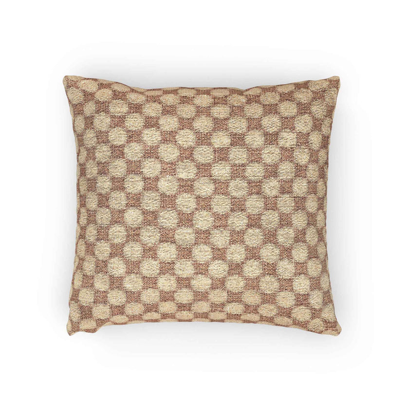Woven Checkered Pattern Pillow | Neutral Brown Geometric Throw Pillow
