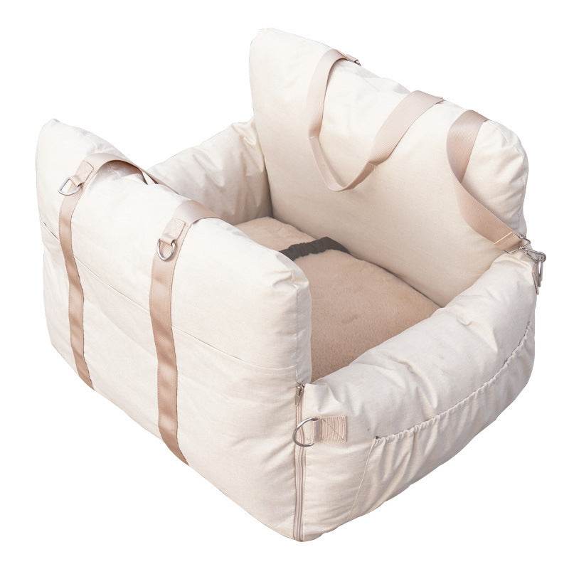 Pet Booster Seat for Dogs & Cats – Plush Front Car Seat (Beige, 60×50×43cm)