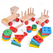 Fun Little Toys - Wooden Train Shape Sorter and Stacking Toy 25 Pcs