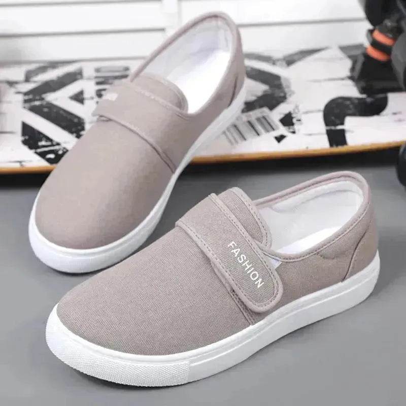 Canvas Flat Shoes Men Velcro Fashion Casual Unisex Sneakers