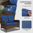 4 Piece Rattan Patio Furniture Set, Conversation Set with Swivel Glider Chairs Table Loveseat for Garden, Patio, Blue