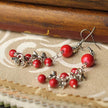 Ethnic Style Jewelry Red Pearl Seedling Silver Beaded Earrings