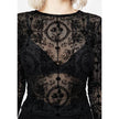Elegant Slim-fit Tulip Flocking transparent lace top bodycon top women