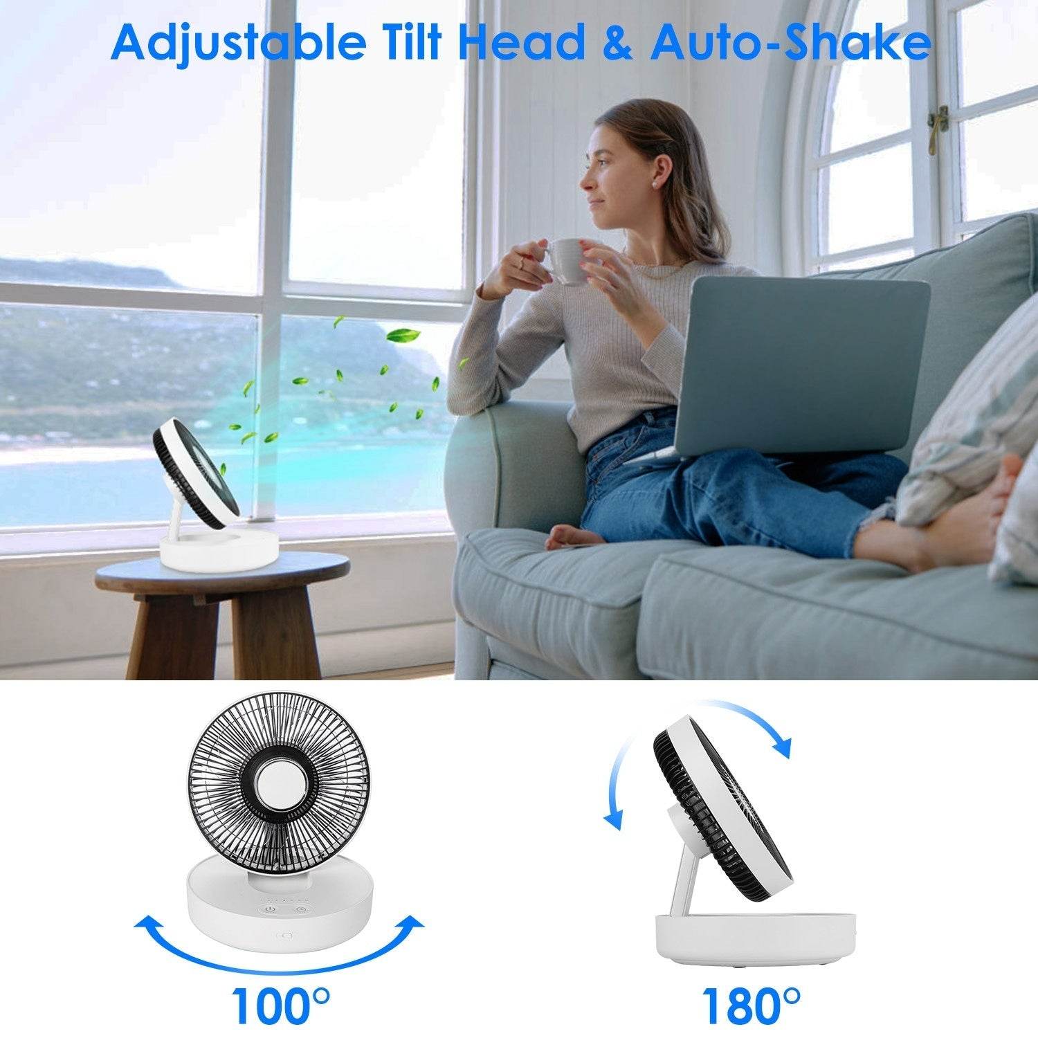 Foldable Rechargeable Portable Remote Control Desk Fan
