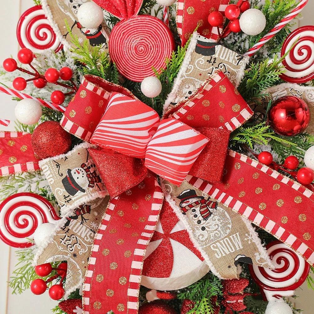 Christmas Wreath Candy Upside Down Tree Garland Artificial Xmas Ornament Hpme Porch Window Door Wall Hanging Decoration