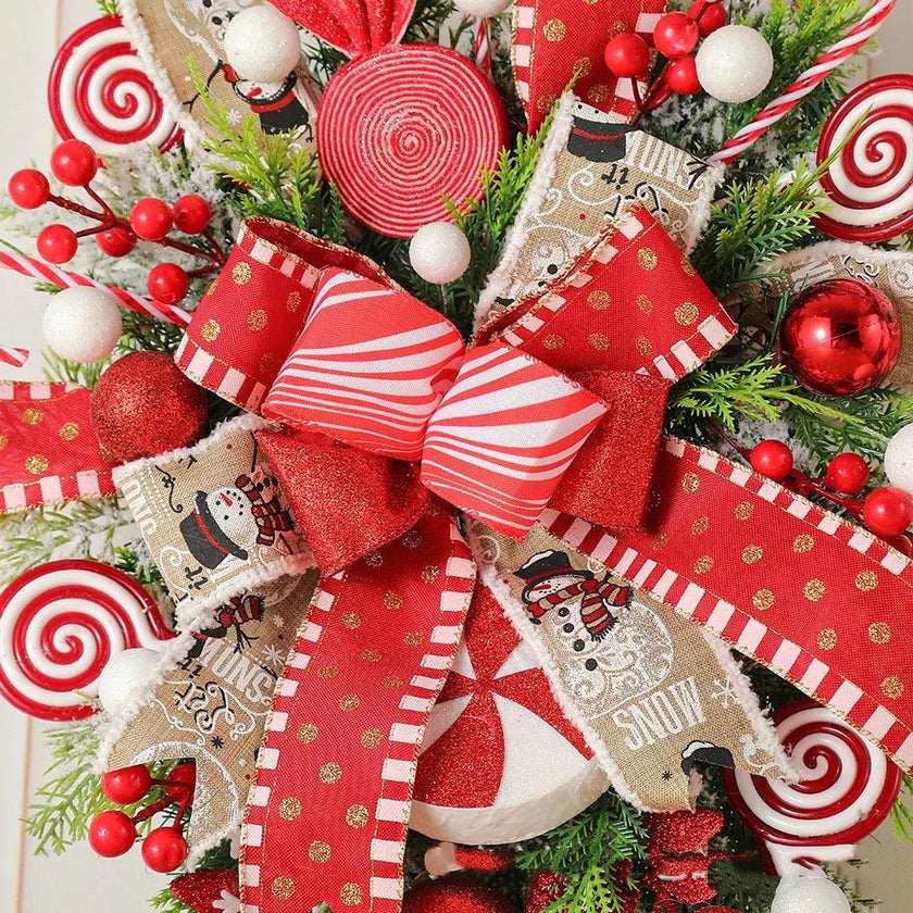Christmas Wreath Candy Upside Down Tree Garland Artificial Xmas Ornament Hpme Porch Window Door Wall Hanging Decoration