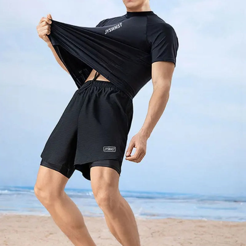 Men's Plus Size Swimsuit Set | Patterned Top and Trunks Canada | M-4XL