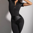 Bodycon Short Sleeve Zipper Collar Sports Yoga Jumpsuit Workout Jumpsuit Activewear