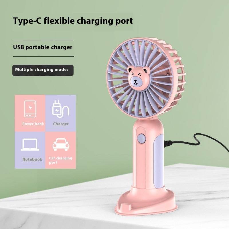 New Summer Cartoon Handheld Mini Usb Rechargeable Fan Desktop Stand