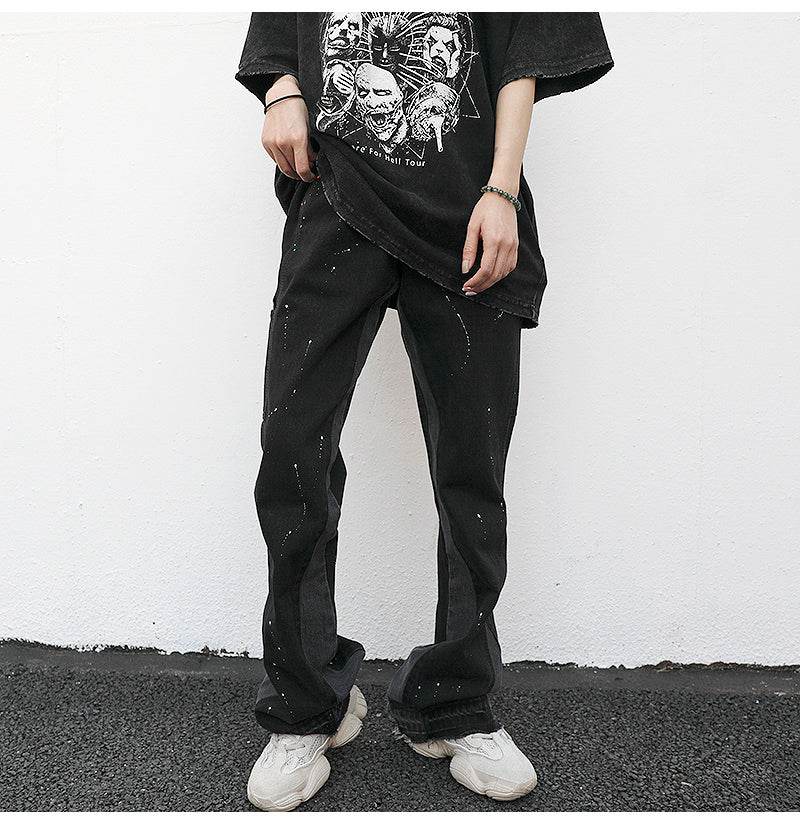 Reconstructed Splatter Denim Jeans pant fashion men