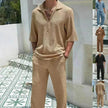 Men's Casual summer 2 piece Pant sets Short sleeved Top and Straight leg pant