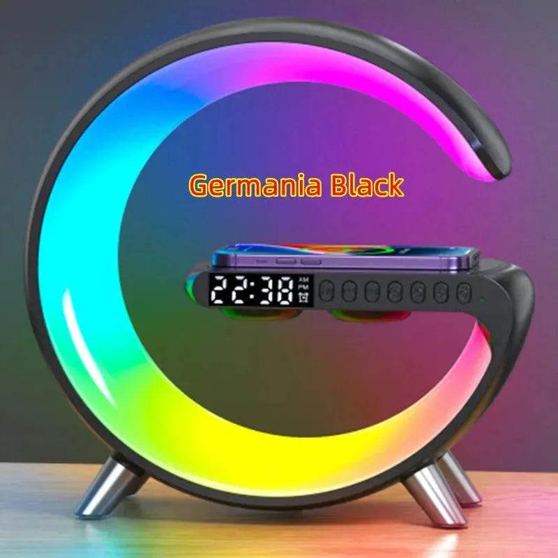 G shaped Wireless Phone Charging Night LED Lamp Bluetooth Speaker