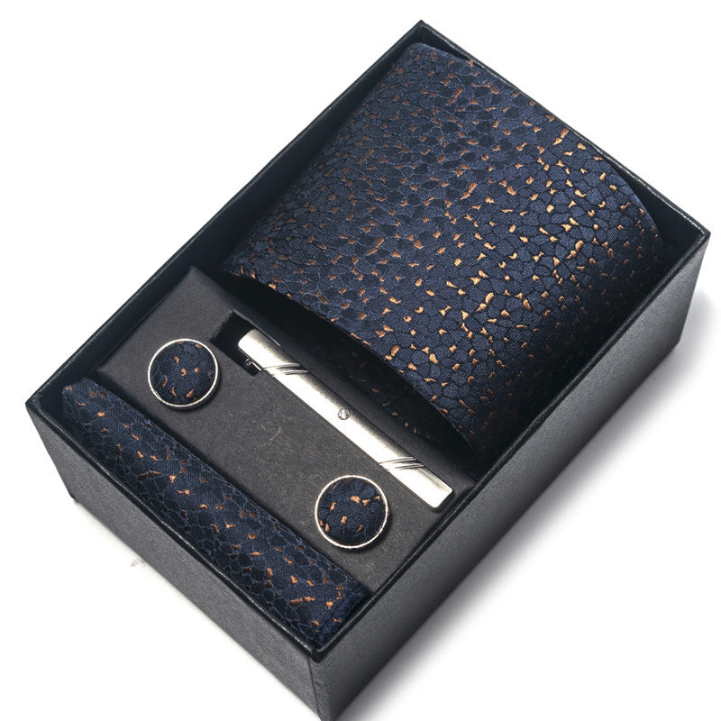 Men's Jacquard Woven Formal Tie Set – Rayon Arrow Necktie with Handkerchief, Tie Clip & Cufflinks | Canada & USA