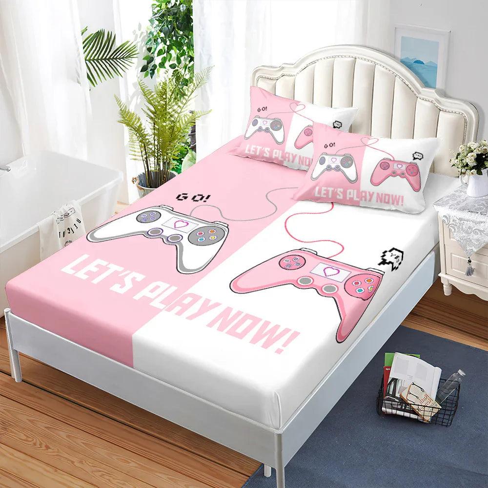 Fitted Sheet Duvet Cover Three-piece Gamepad Cool Mattress Cover