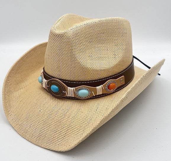 Summer Outdoor Ethnic Style Felt and Straw Cowboy Hat