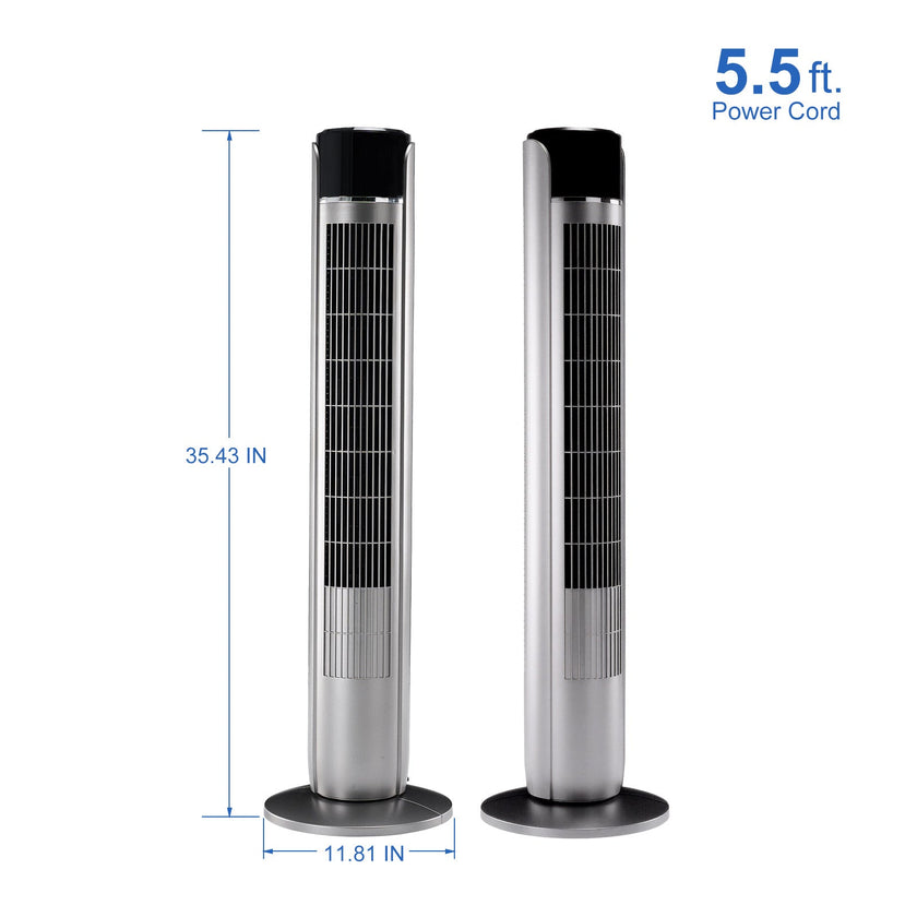 Standing Tower Fan 35-Inch – 5-Speed Remote Control, 12H Timer & 60° Oscillation