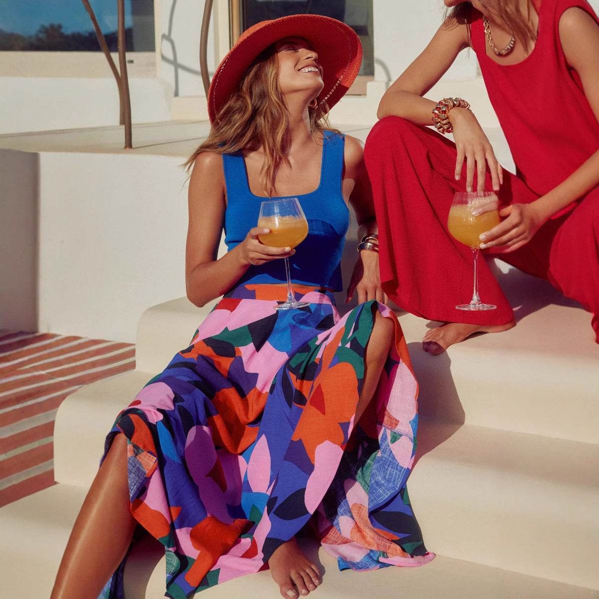 Bohemian Floral Pleated Maxi Skirt | Vintage A-Line Skirt for Women