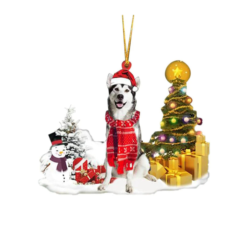 Christmas Family Puppies Decorate Trees With Lights