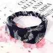 Women Retro Style Knotted Hairband floral Print Cross Headband