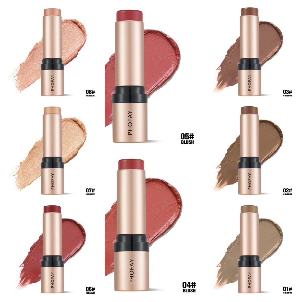 PHOFAY Shaping Contour Stick – Sculpt & Define Cheekbones (8 Shades + Set)