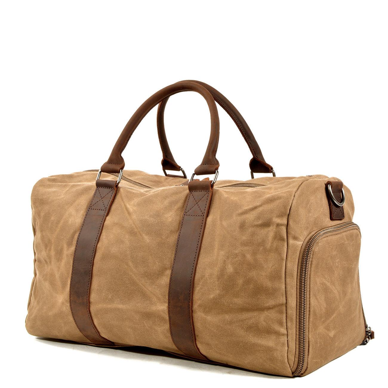Vintage Canvas Travel Duffel Bag Weekender with Leather Handles Carry On