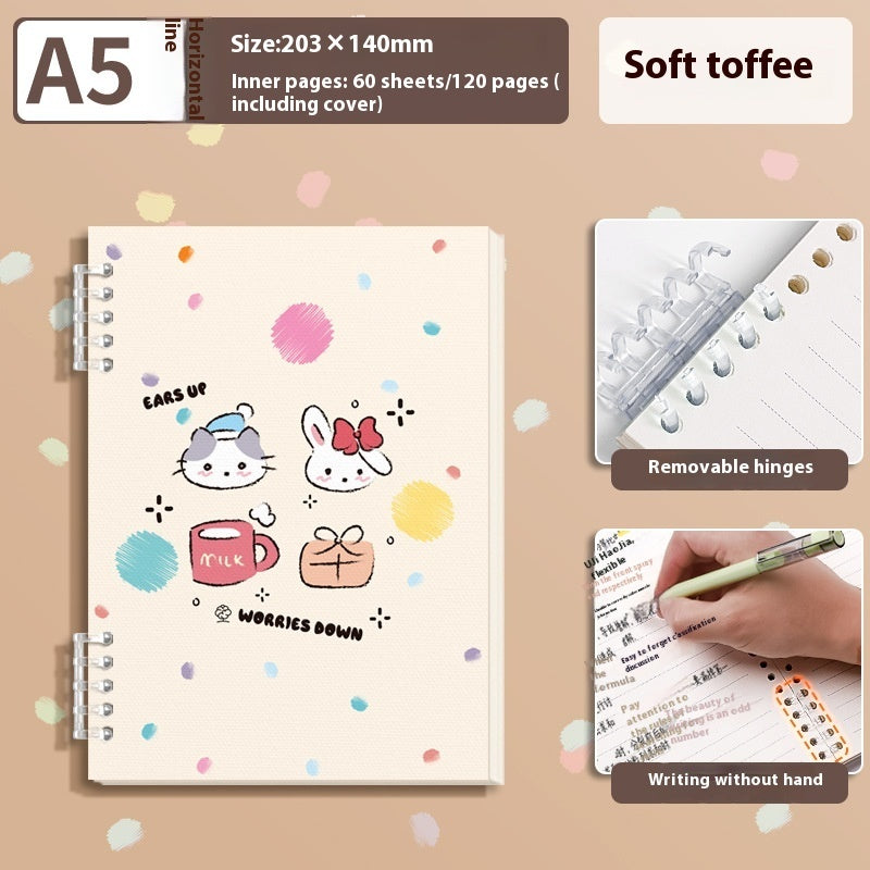 A5 Cute Loose-Leaf Notebook – Detachable Coil, Kawaii Cover Designs