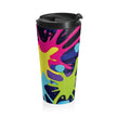 Neon Paint Splatters Stainless Steel Travel Mug | Colorful Splash