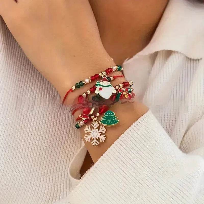 5pcs New Christmas Polymer Clay Handmade Beaded Bracelet set