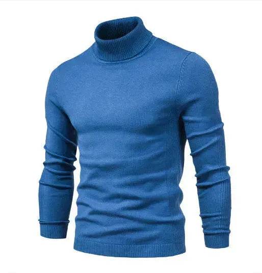 Men's Plain Slim Pullover Polo Sweatshirt Turtleneck Sweater Winter Casual Tops Men