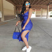 Women's Satin Drape Cowl Neck Sleeveless summer dress Strappy Cami Split Slit Party Midi Dress