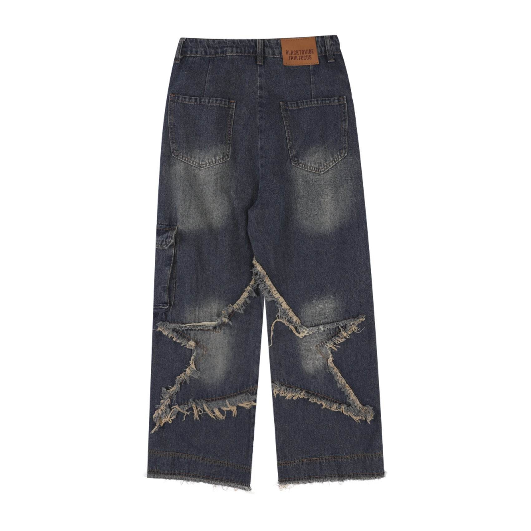 Distressed Denim Pant for women Oversized Streetstyle Patch Cargo Jeans Pant