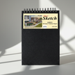 Spiral-bound Sketchbook with Black Faux Leather Cover, 110gsm